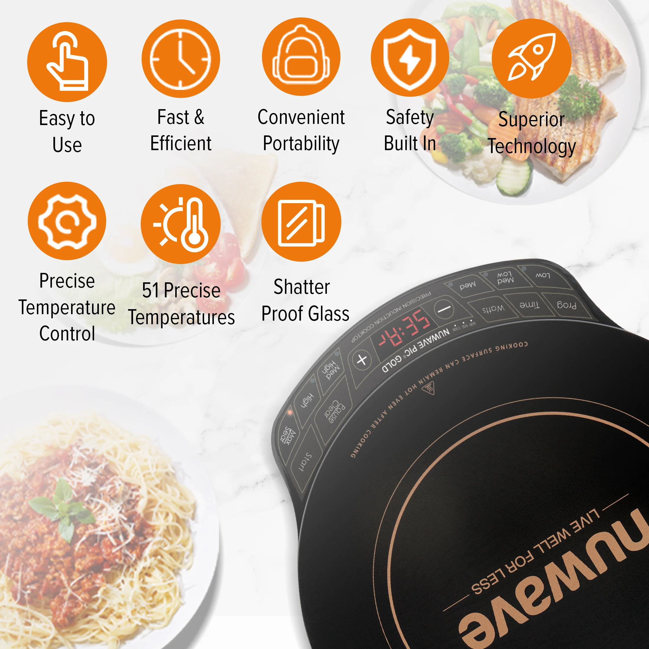 NuWave Electric Double Induction Cooktop 8�� Portable Ultrathin with Sensor Touch Precision Induction Cooktop Burner, Home