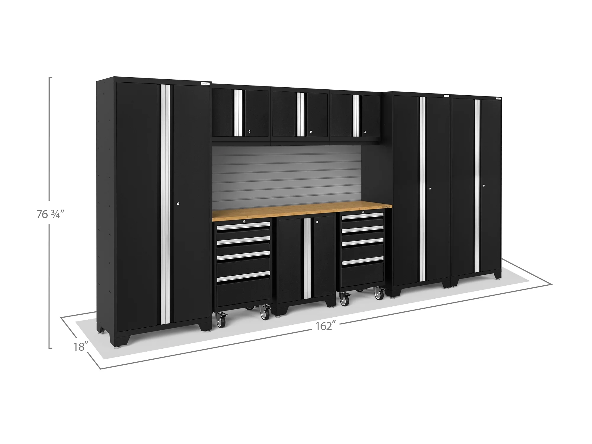 NewAge Products Bold Series Gray 10 Piece Cabinet Set, Heavy Duty 24-Gauge Steel Garage Storage System, Slatwall Included