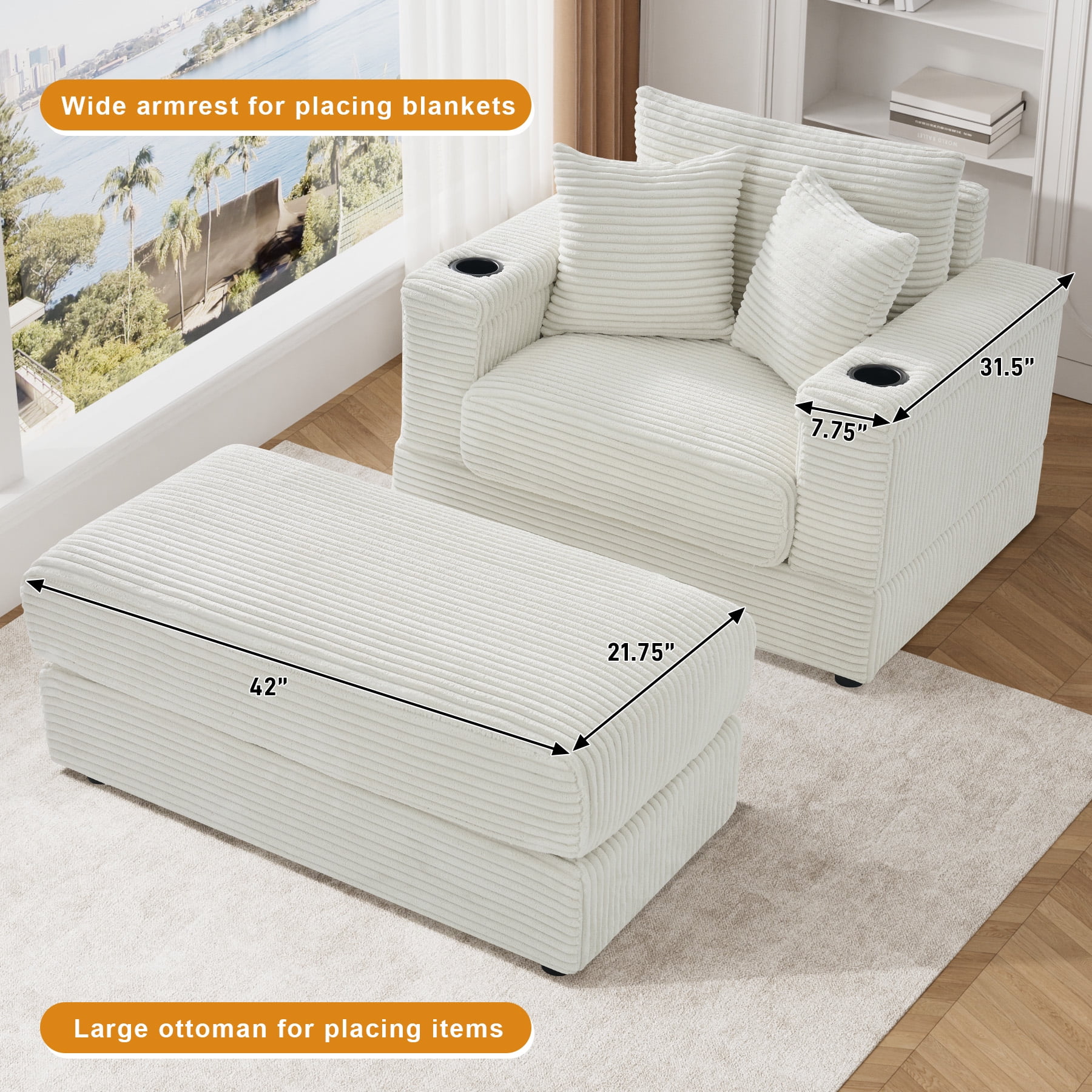 Wiilayok Oversized Lounge Chair Indoor,54