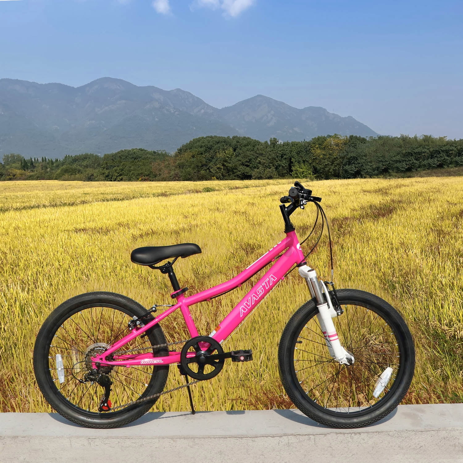 AVASTA 20'' Big Kids Mountain Bike for Age 6 7 8 9 10 11 12 Years Old Boys Girls Teen with Suspension Fork Front & Rear Dual Hand Brakes 6 Speeds Drivetrain, Cyan