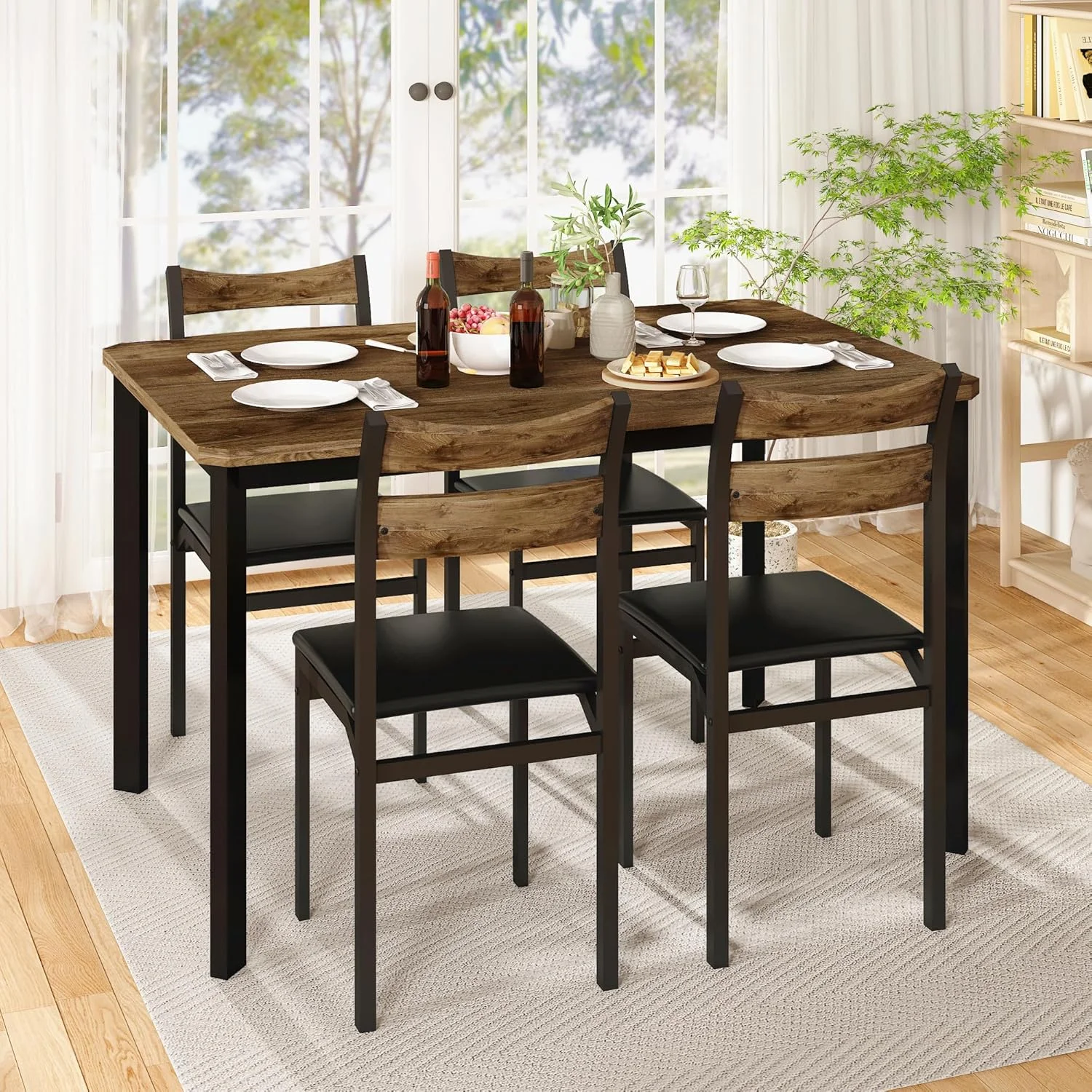 LinkRomat Dining Table Set for 4, 43.3
