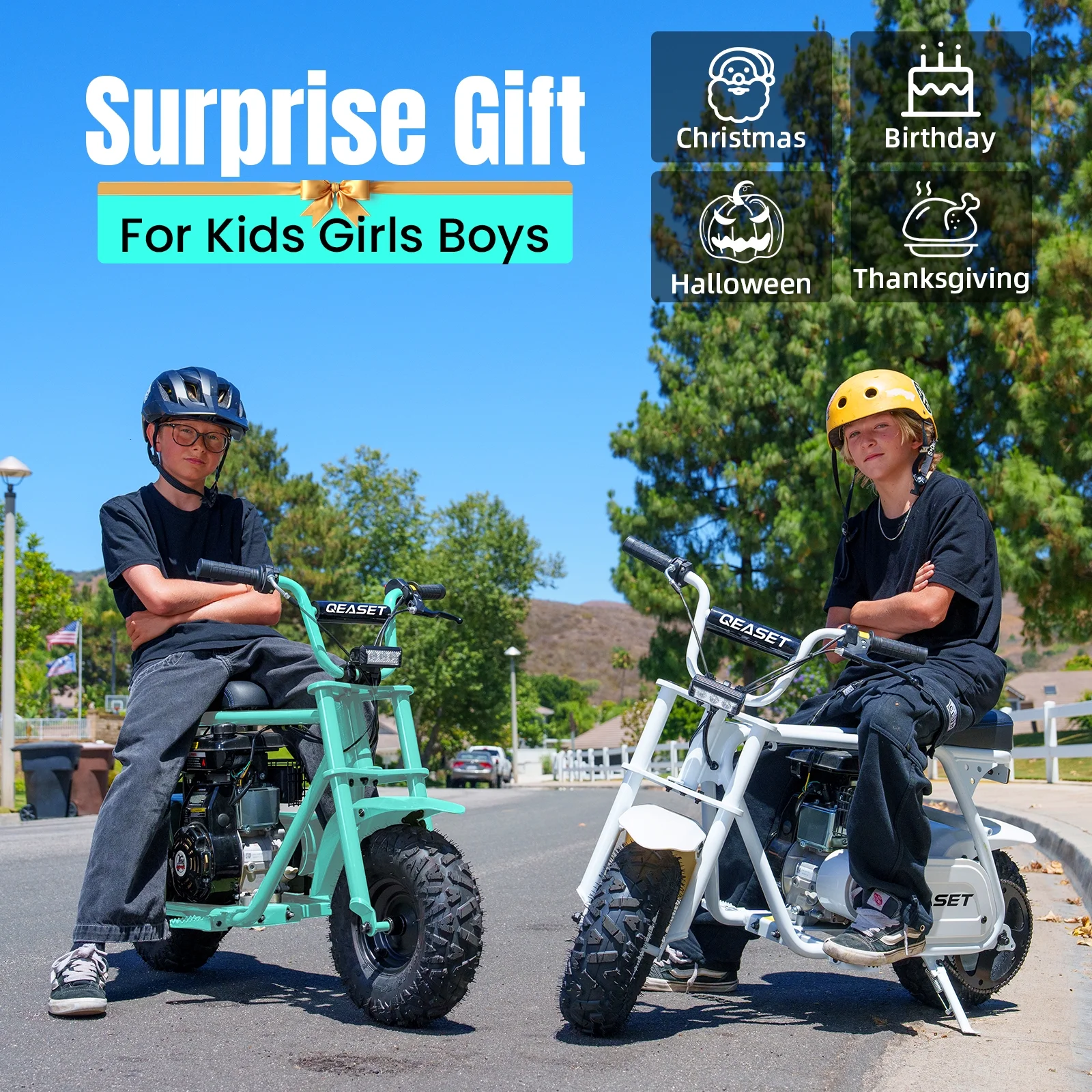 QEASET MB001 Gas Powered Mini Dirt Bike 99CC for Teens and Adults, 25MPH Off Road Motorcycle, Weight Support Up to 200 LBS - Black