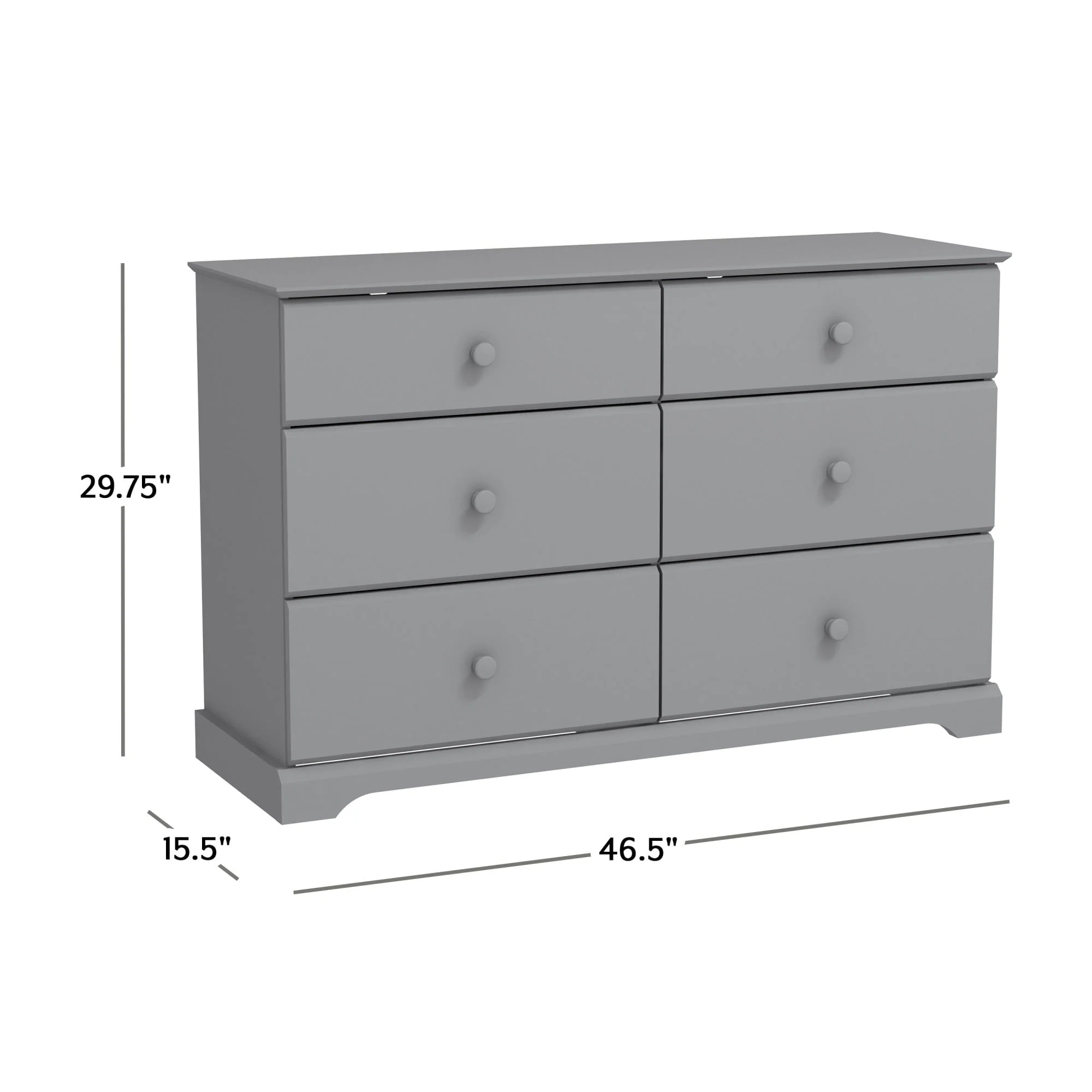 Campbell 6-Drawer Kids Dresser, Gray