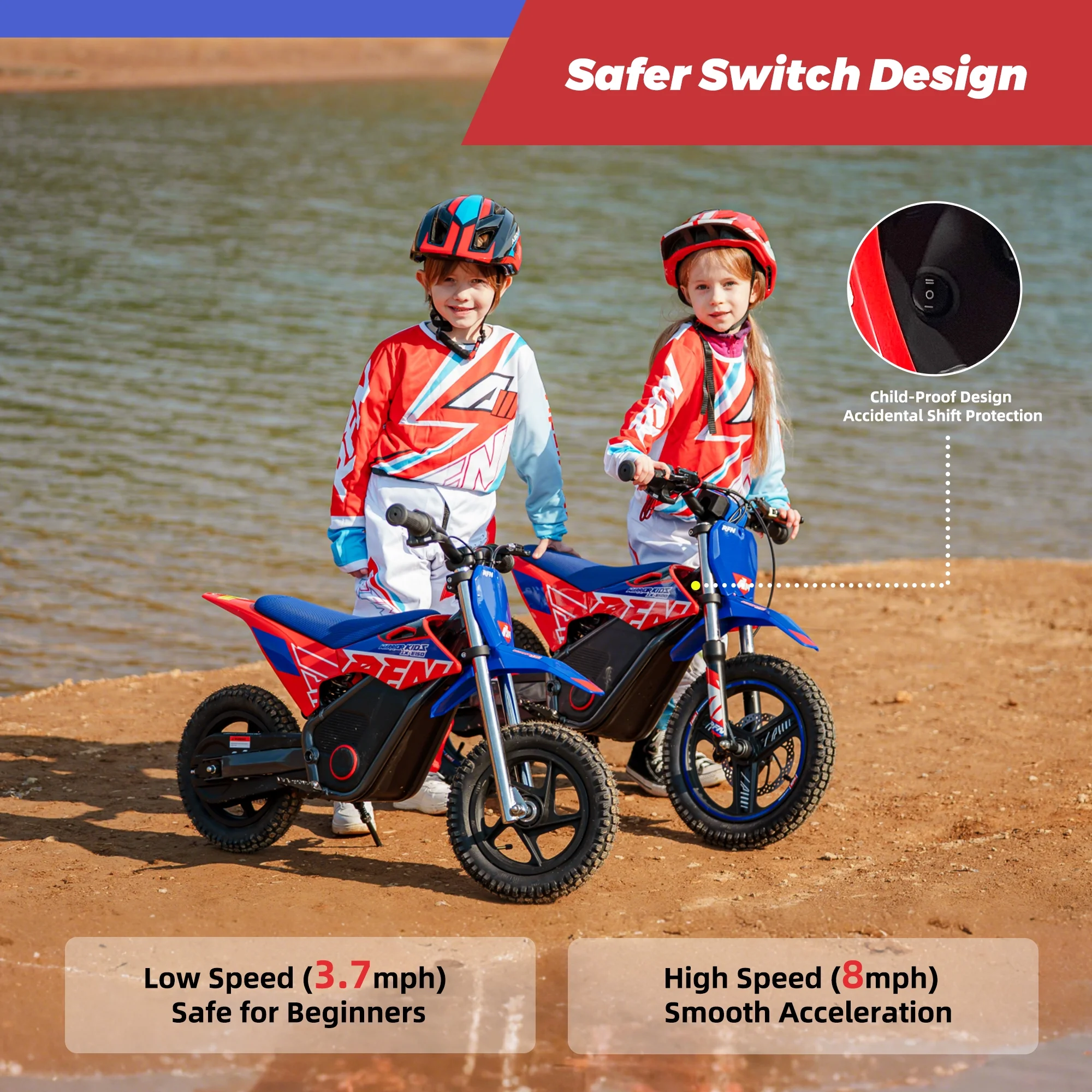 RFN Warrior Kids SX-E150 24V 200W Kids Electric Dirt Bike �?2-Speed Off-Road Motorcycle, 8 mph, 6.2 mile Range, Ages 3-6