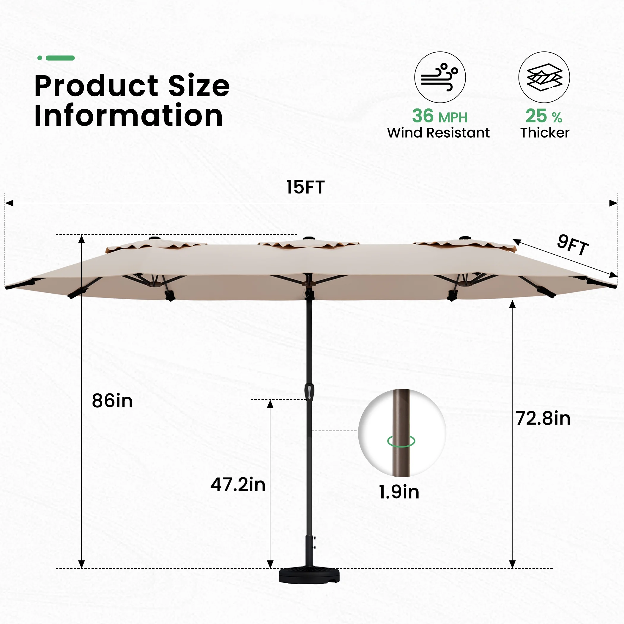 SERWALL Outdoor HDPE Dining Table Set, 7-Piece Outdoor Dining Table Sets with Umbrella Hole, Grey