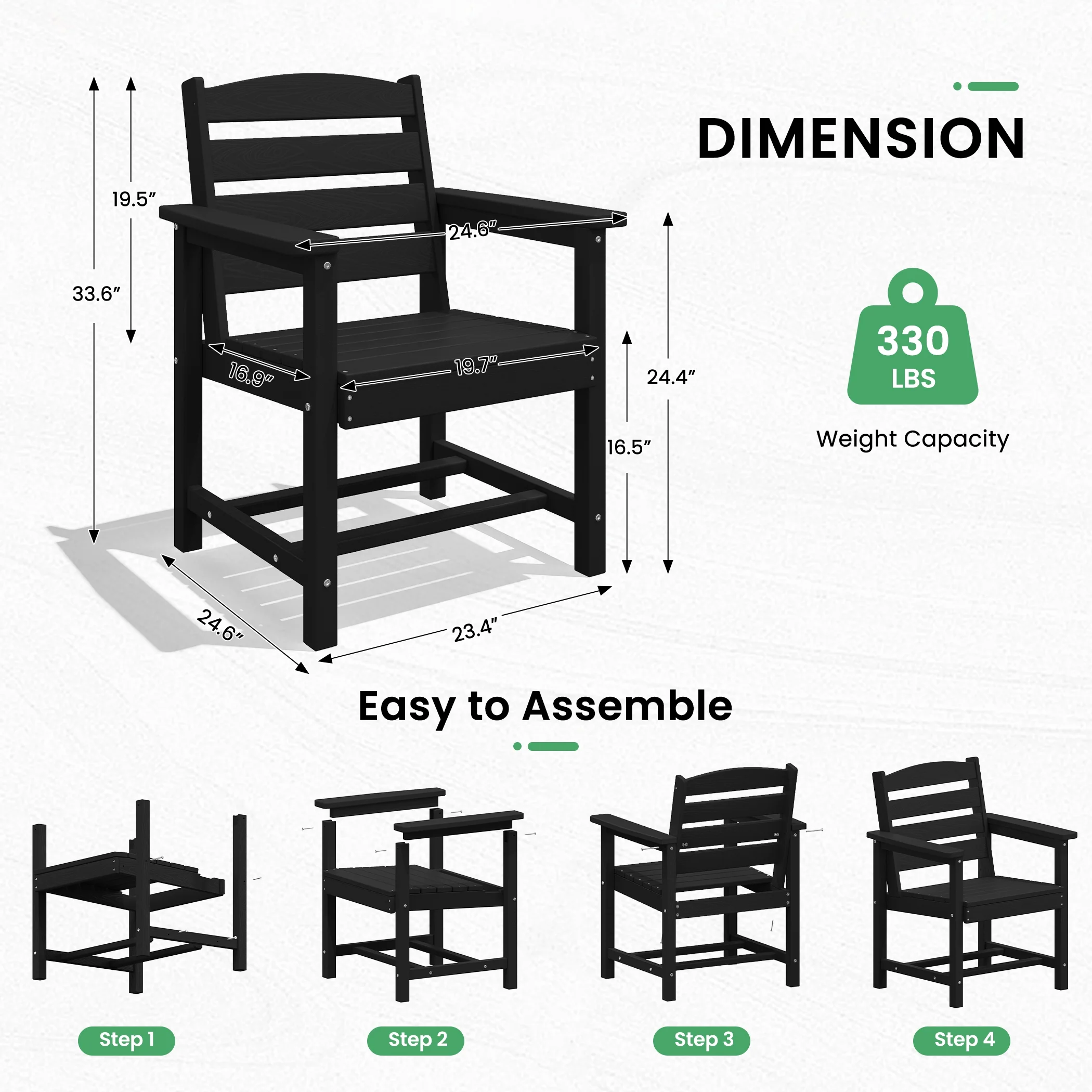 SERWALL Outdoor HDPE Dining Table Set, 7-Piece Outdoor Dining Table Sets with Umbrella Hole, Grey