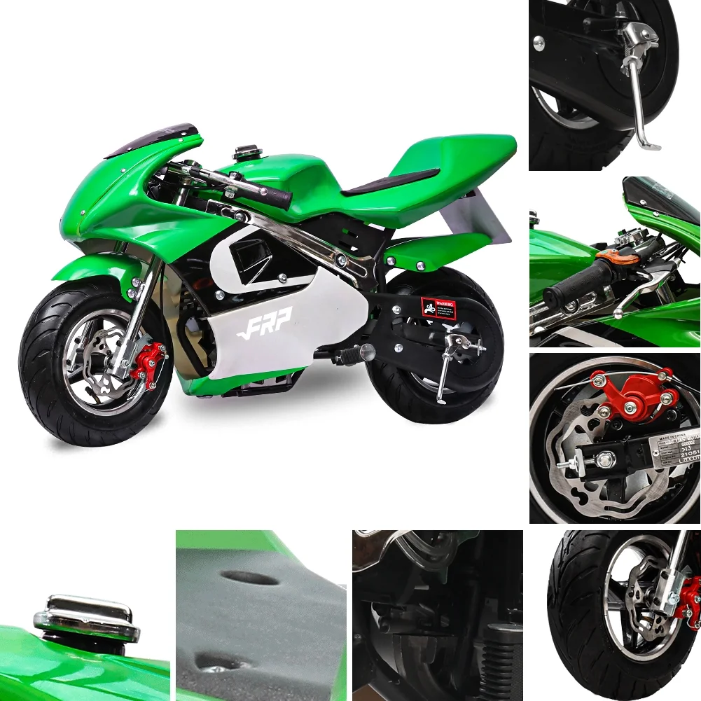 FRP 2 Stroke Pocket Bike 02, Mini Bike for Kids Max Weight 165 LB, Streamline Style Mini Pocket Bike W/ Strong Dual Brakes, Racing Pocket Rocket Max Speed 20 Mph, Blue