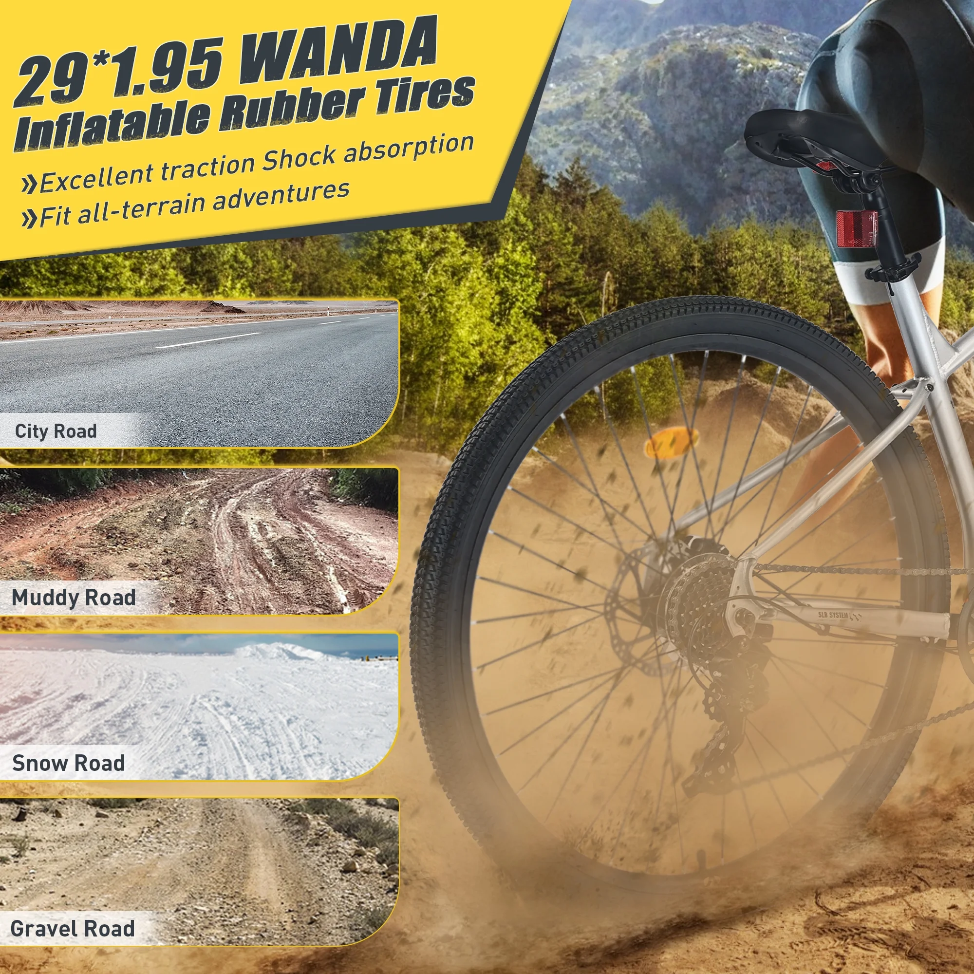 Ambifirner Mountain Bike 29 Inch Men & Women Mountain Bike 8-Speed Adult Bikes, Double Disc Brake, Suspension Fork, High Carbon Steel Frame