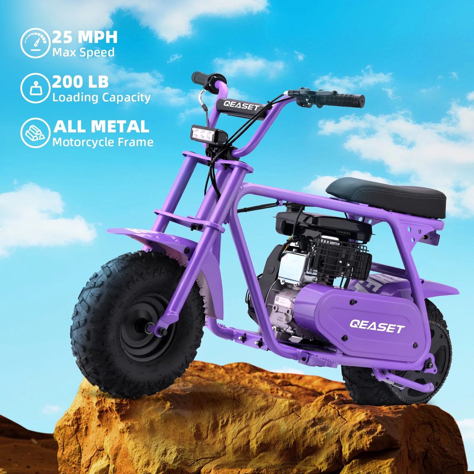 QEASET MB001 Gas Powered Mini Dirt Bike 99CC for Teens and Adults, 25MPH Off Road Motorcycle, Weight Support Up to 200 LBS - Black