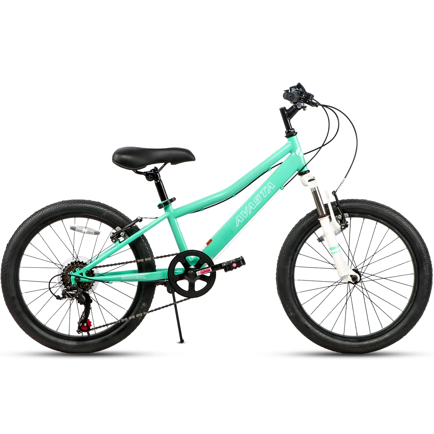 AVASTA 20'' Big Kids Mountain Bike for Age 6 7 8 9 10 11 12 Years Old Boys Girls Teen with Suspension Fork Front & Rear Dual Hand Brakes 6 Speeds Drivetrain, Cyan