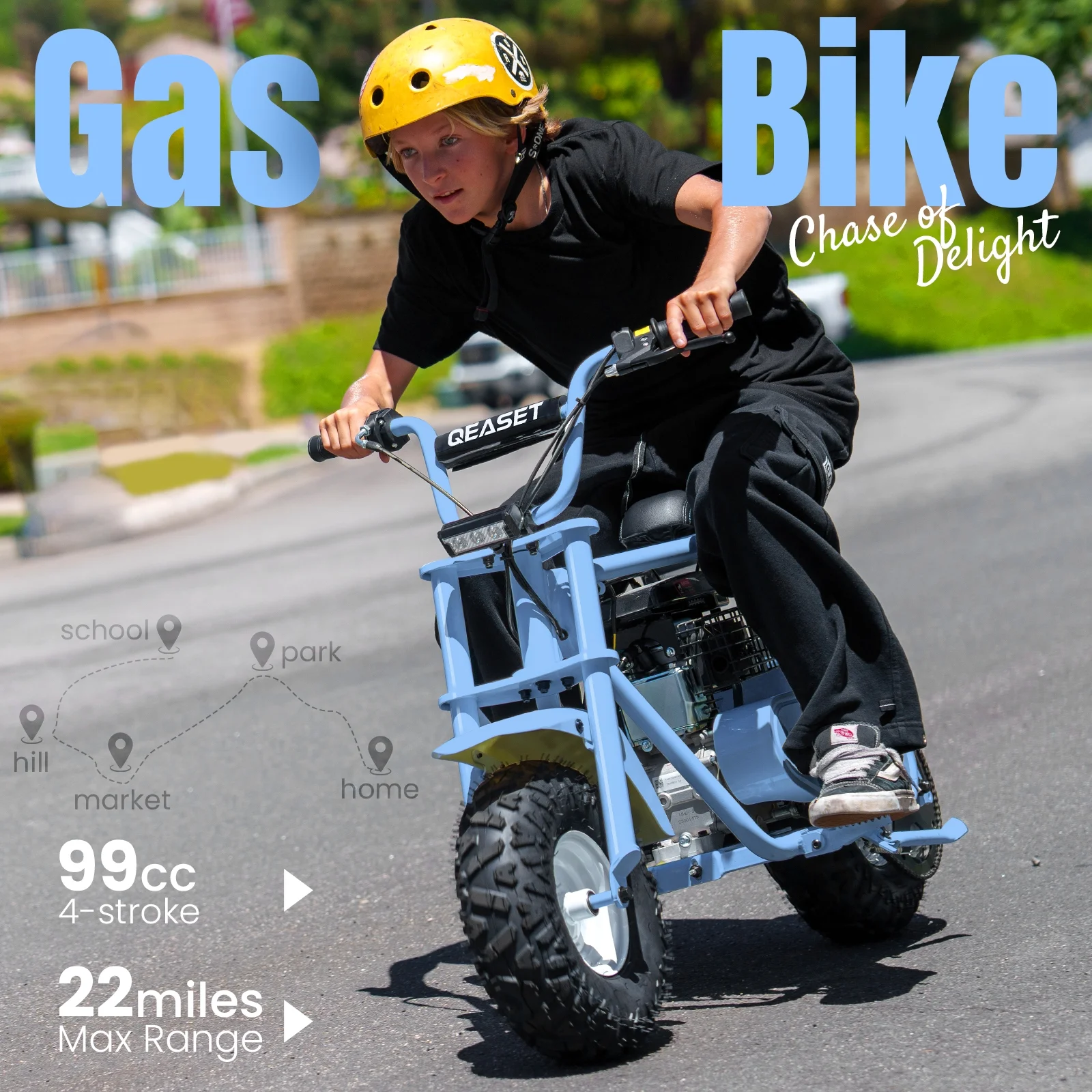 QEASET MB001 Gas Powered Mini Dirt Bike 99CC for Teens and Adults, 25MPH Off Road Motorcycle, Weight Support Up to 200 LBS - Black