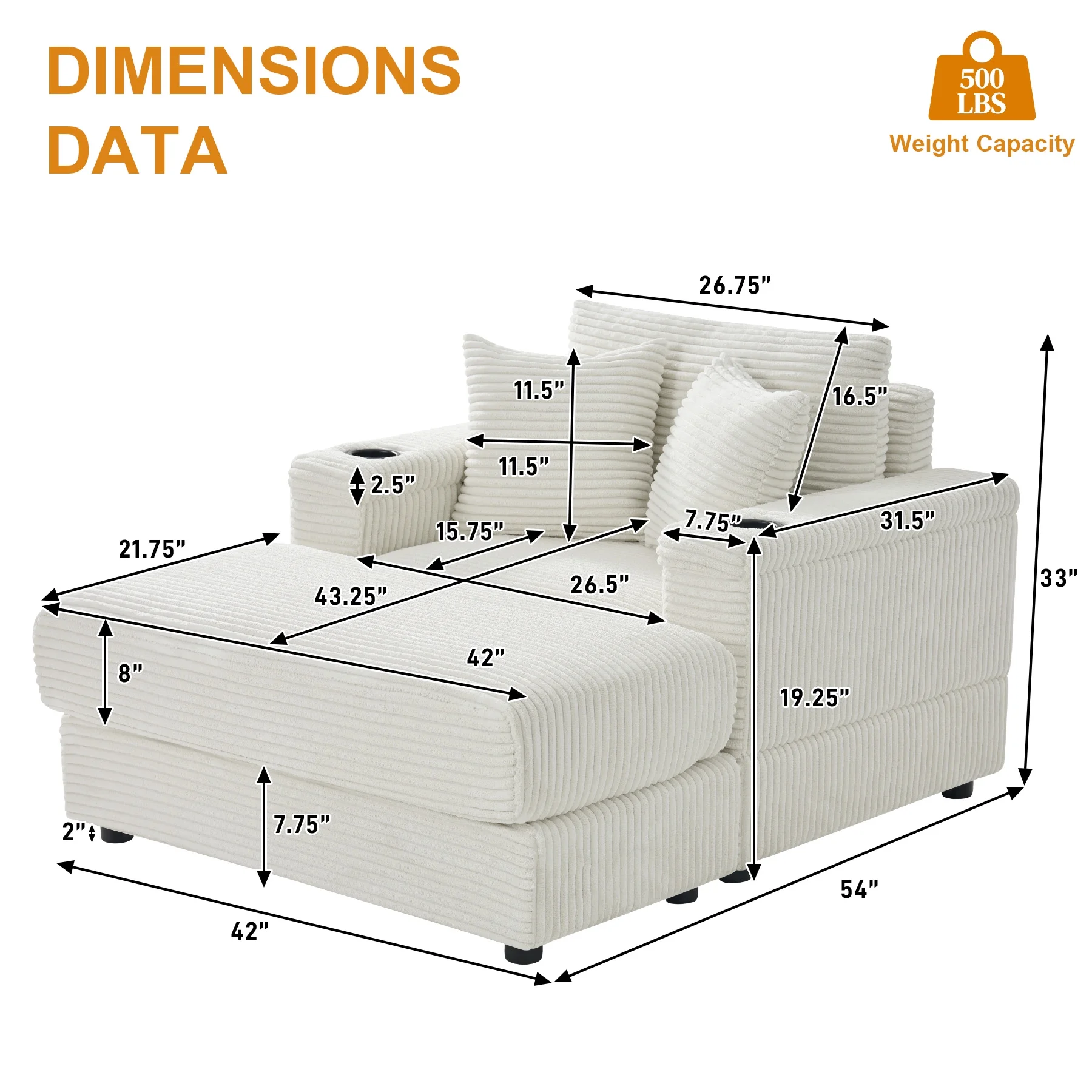 Wiilayok Oversized Lounge Chair Indoor,54